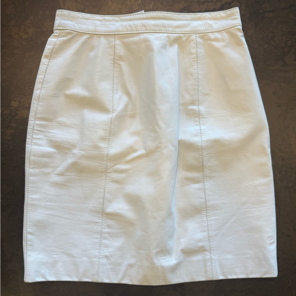 Vintage Byrnes & Baker White Leather Pencil Skirt size 6